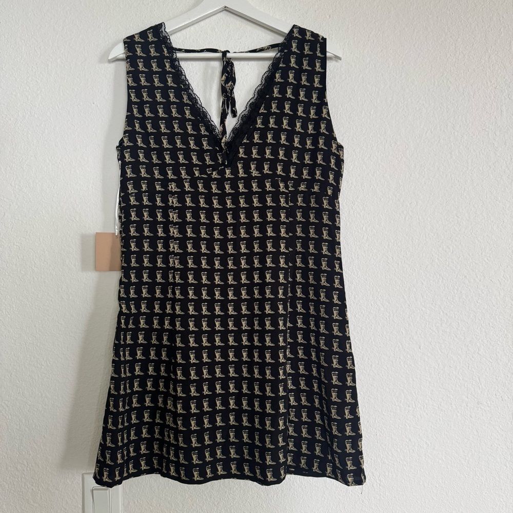 Bailey Rose NWT Cowgirl Black and Beige Cowboy Boot Print Dress Sz Large - Picture 3 of 16